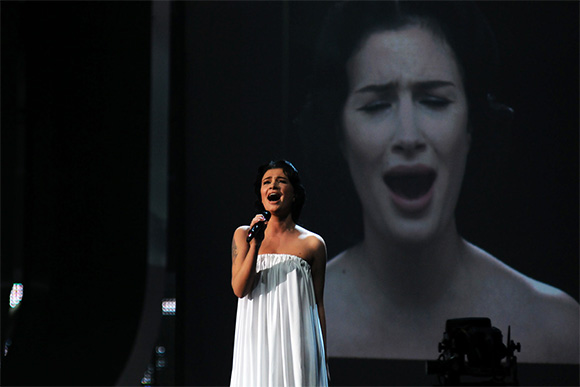 Anastasia Prikhodko at the Eurovision Song Contest 2009 in Moscow.