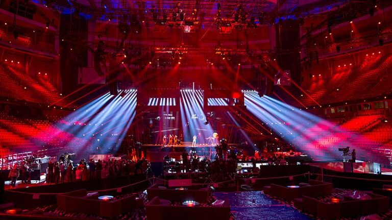 Freddie representing Hungary with the song "Pioneer" during a rehearsal before the first semi final of the Eurovision Song Contest 2016 in Stockholm.