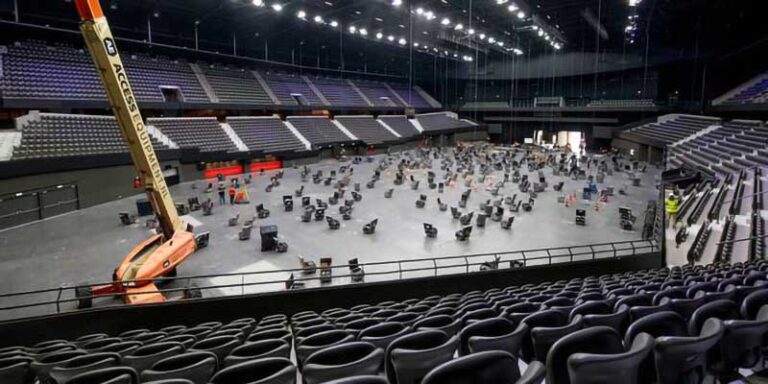 The Eurovision 2021 Stage under construction in Rotterdam