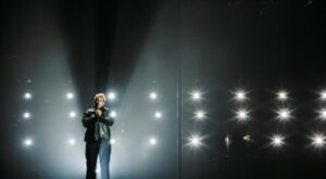 Swiss Maurius Bear rehearses for Eurovision 2022 on Day One in Turin