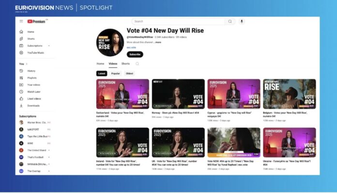 Screenshot YouTube advertising for Israel at Eurovision 2025