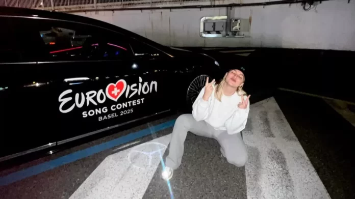 louane depart Louane in Basel for Eurovision 2025